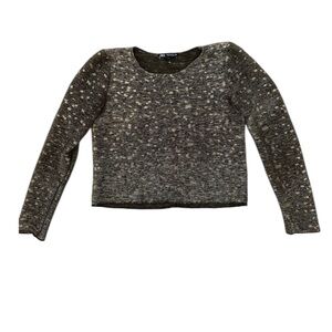 Zara Women's Black and gold Top size s